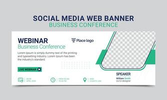 seminario web negocio conferencia invitación concepto moderno horizontal web bandera diseño. modelo para bandera, web página desarrollo, bandera, social medios de comunicación enviar diseño, web bandera diseño. vector