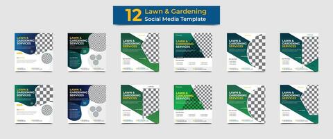 Lawn mower and gardening service social media banner. Agriculture and Farming service social media post and Web banner template. web banner, flyer template, leaflet, poster design. vector