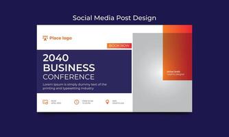 Corporate business online conference web banner template design. vector