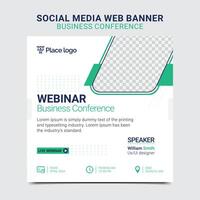 seminario web negocio para social medios de comunicación correo. moderno póster adecuado para negocio seminarios web, márketing seminarios web, en línea clase programas, folleto digital bandera modelo en cuadrado tamaño. vector