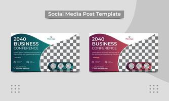 Webinar conference web banner or social media horizontal banner design. Business webinar invitation design and business conference flyer template design. vector