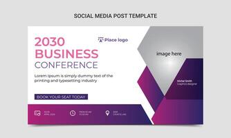 Corporate horizontal business conference flyer template design. Business webinar invitation design or social media post template. vector