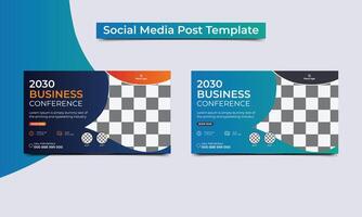 Webinar conference web banner or social media horizontal banner design. Business webinar invitation design and business conference flyer template design. vector