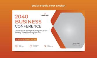 Webinar conference web banner or social media horizontal banner design. Conference flyer and invitation banner template design. vector