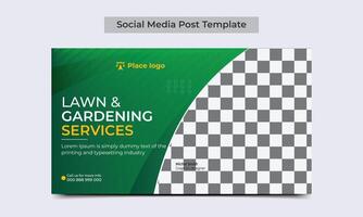 Lawn and Gardening service social media post web banner template. vector