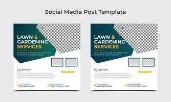 Lawn or gardening service social media post and web banner template. Agro farm services social media post or web banner template. vector