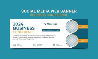 Business webinar Conference Concept Banner Template or social media horizontal banner design. Live conference banner design template. vector