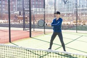 Paddle tennis woman image in court photo