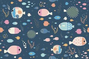 Summer fish seamless pattern for background fabric vector