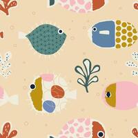 Cute fish background. Seamless pattern. Web design vector