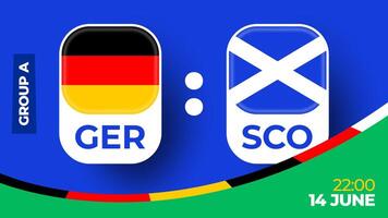 germany vs scotland football 2024 match versus. 2024 group stage championship match versus teams intro sport background, championship competition vector