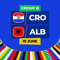 Croatia vs Albania football 2024 match versus. 2024 group stage championship match versus teams intro sport background, championship competition vector