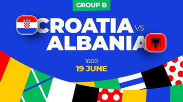 Croatia vs Albania football 2024 match versus. 2024 group stage championship match versus teams intro sport background, championship competition vector