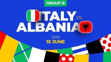 Italy vs Albania football 2024 match versus. 2024 group stage championship match versus teams intro sport background, championship competition vector