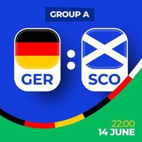 germany vs scotland football 2024 match versus. 2024 group stage championship match versus teams intro sport background, championship competition vector