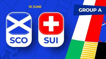 Escocia vs Suiza fútbol americano 2024 partido versus. 2024 grupo etapa campeonato partido versus equipos introducción deporte fondo, campeonato competencia vector