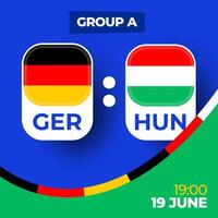 Germany vs Hungary football 2024 match versus. 2024 group stage championship match versus teams intro sport background, championship competition vector