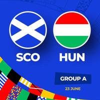 Escocia vs Hungría fútbol americano 2024 partido versus. 2024 grupo etapa campeonato partido versus equipos introducción deporte fondo, campeonato competencia vector
