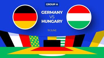 Alemania vs Hungría fútbol americano 2024 partido versus. 2024 grupo etapa campeonato partido versus equipos introducción deporte fondo, campeonato competencia vector