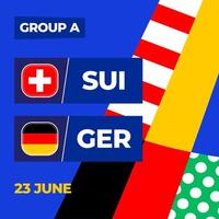 Switzerland vs Germany football 2024 match versus. 2024 group stage championship match versus teams intro sport background, championship competition vector