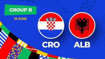 Croatia vs Albania football 2024 match versus. 2024 group stage championship match versus teams intro sport background, championship competition vector