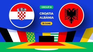 Croatia vs Albania football 2024 match versus. 2024 group stage championship match versus teams intro sport background, championship competition vector