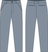 Men's Casual chino trouser pant front and back view vector