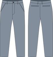 Men's Casual chino trouser pant front and back view vector