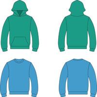 hoodie sweatshirt mockup front and back view vector