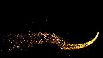 Shiny golden round particle trail. Sparkling trail of stardust on a black background. for a special event, display, logo development. animation for Christmas video