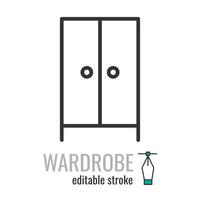 Wardrobe icon vector. Closet clothes outline vector sign, linear pictogram isolated on white. Vector illustration EPS 10 editable stroke