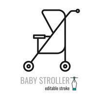 Stroller line icon. Baby carriage symbol.Pram outline vector icon.Linear style sign for mobile concept and web design. Symbol, logo illustration EPS 10. Editable stroke