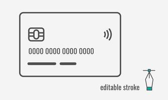 Credit Card line icon.Bank card for online payments and cash withdrawal symbol.Atm card pictogram.Debit payment sign. Vector graphics illustration EPS 10. Editable stroke