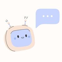 Cute chatbot ai character.Artificial intelligence chat service business concept.AI Content Generator. Chatbot technology, Hand drawn robot toy mascot. Vector illustration EPS 10