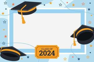 Graduation photo frame for 2024. Template for the design of frames for graduates, photographs vector