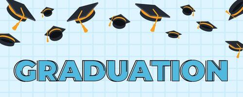 graduation 2024 text background typography lettering line design black caps trendy banner vector