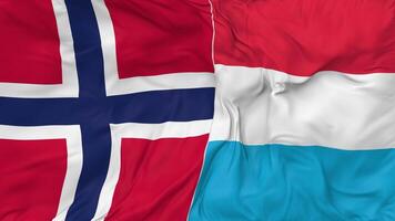 Norway and Luxembourg Flags Together Seamless Looping Background, Looped Bump Texture Cloth Waving Slow Motion, 3D Rendering video