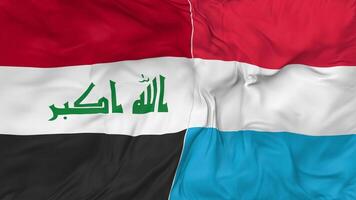 Iraq and Luxembourg Flags Together Seamless Looping Background, Looped Bump Texture Cloth Waving Slow Motion, 3D Rendering video