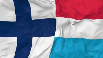 Finland and Luxembourg Flags Together Seamless Looping Background, Looped Bump Texture Cloth Waving Slow Motion, 3D Rendering video
