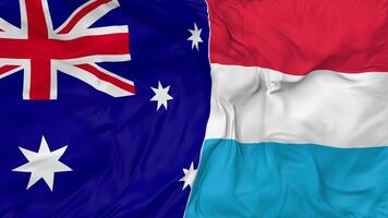 Australia and Luxembourg Flags Together Seamless Looping Background, Looped Bump Texture Cloth Waving Slow Motion, 3D Rendering video