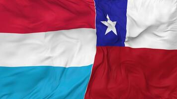 Chile and Luxembourg Flags Together Seamless Looping Background, Looped Bump Texture Cloth Waving Slow Motion, 3D Rendering video