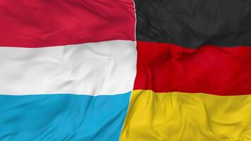 Germany and Luxembourg Flags Together Seamless Looping Background, Looped Bump Texture Cloth Waving Slow Motion, 3D Rendering video