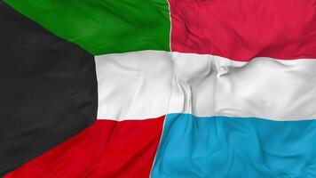 Kuwait and Luxembourg Flags Together Seamless Looping Background, Looped Bump Texture Cloth Waving Slow Motion, 3D Rendering video