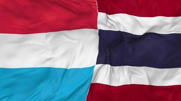 Thailand vs Luxembourg Flags Together Seamless Looping Background, Looped Bump Texture Cloth Waving Slow Motion, 3D Rendering video