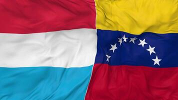 Bolivarian Republic of Venezuela and Luxembourg Flags Together Seamless Looping Background, Looped Bump Texture Cloth Waving Slow Motion, 3D Rendering video