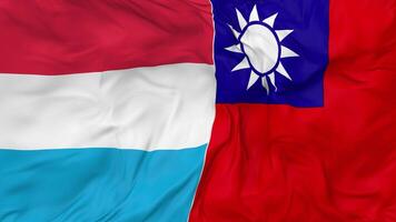 Taiwan vs Luxembourg Flags Together Seamless Looping Background, Looped Bump Texture Cloth Waving Slow Motion, 3D Rendering video