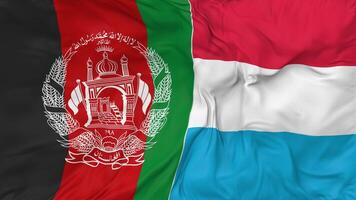 Afghanistan and Luxembourg Flags Together Seamless Looping Background, Looped Bump Texture Cloth Waving Slow Motion, 3D Rendering video