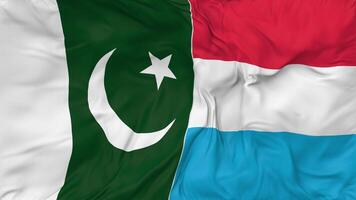 Pakistan contre Luxembourg drapeaux ensemble sans couture boucle arrière-plan, en boucle bosse texture tissu agitant lent mouvement, 3d le rendu video