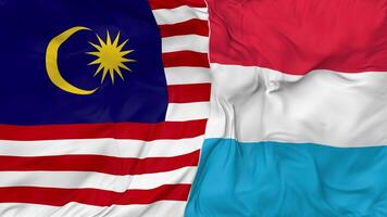 Malaysia and Luxembourg Flags Together Seamless Looping Background, Looped Bump Texture Cloth Waving Slow Motion, 3D Rendering video