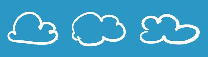 White Cloud Outlines on Blue Sky Background vector